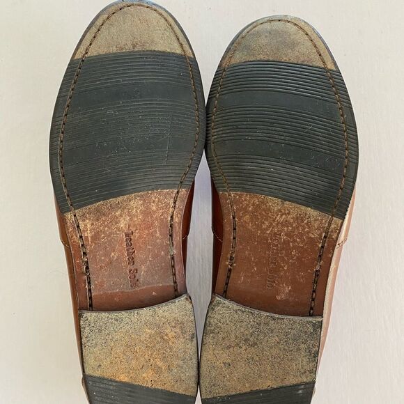 LOUIS ROTH Men’s Brown Thick Leather Penny Loafers Size 10.5 US - Picture 6 of 10